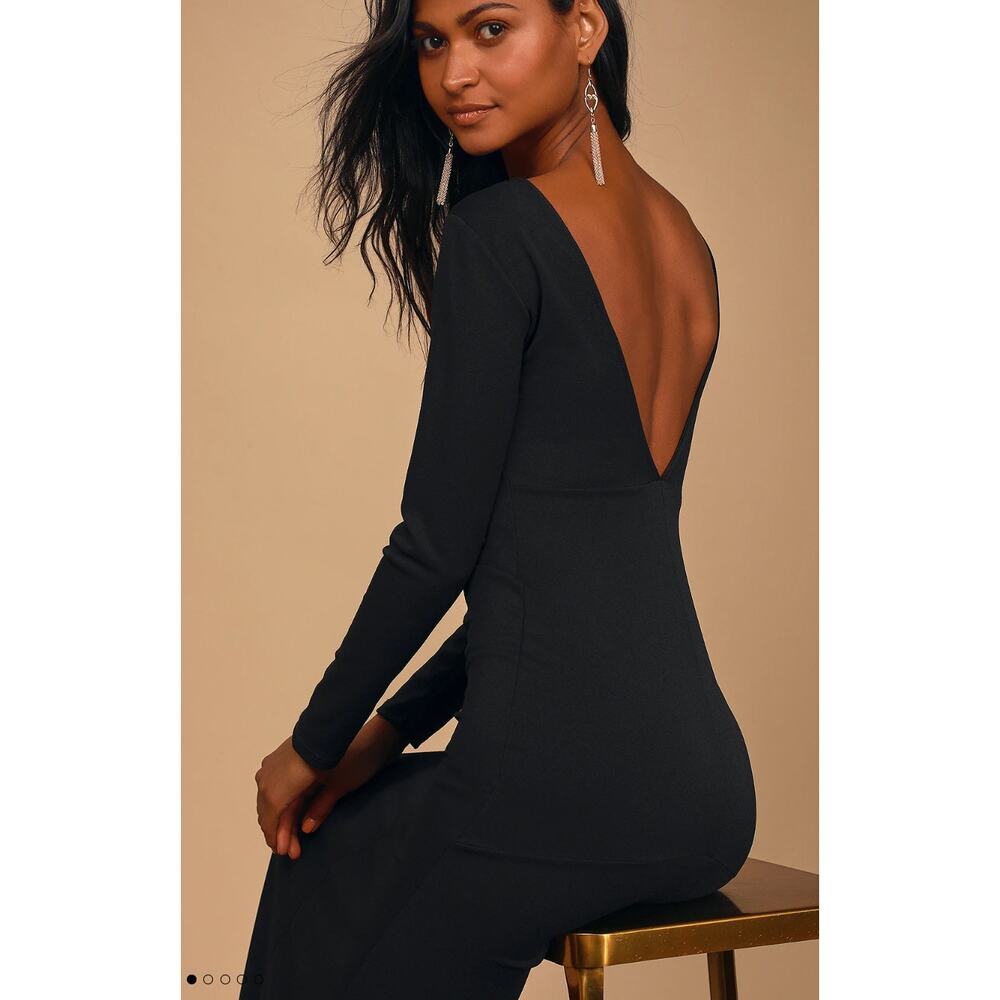 New without tags Lulus Wait For Me Black Long Sleeve Maxi Dress SZ XS - Picture 2 of 11